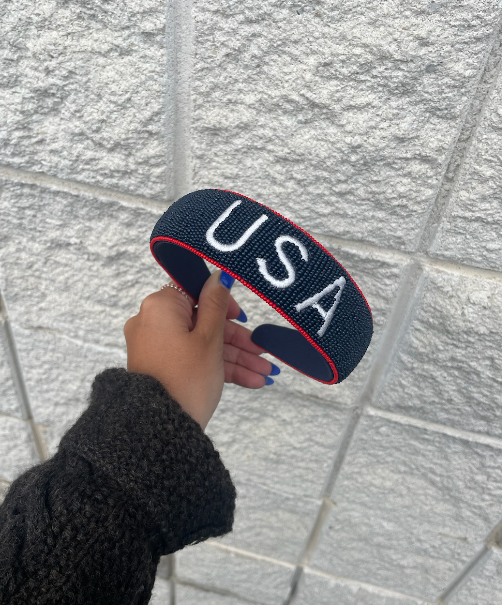 'USA' Hand Beaded Headband