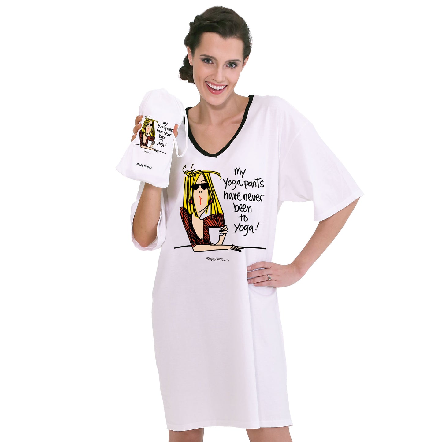 "My Yoga Pants, Have Never Been to Yoga" Nightshirt in a Bag