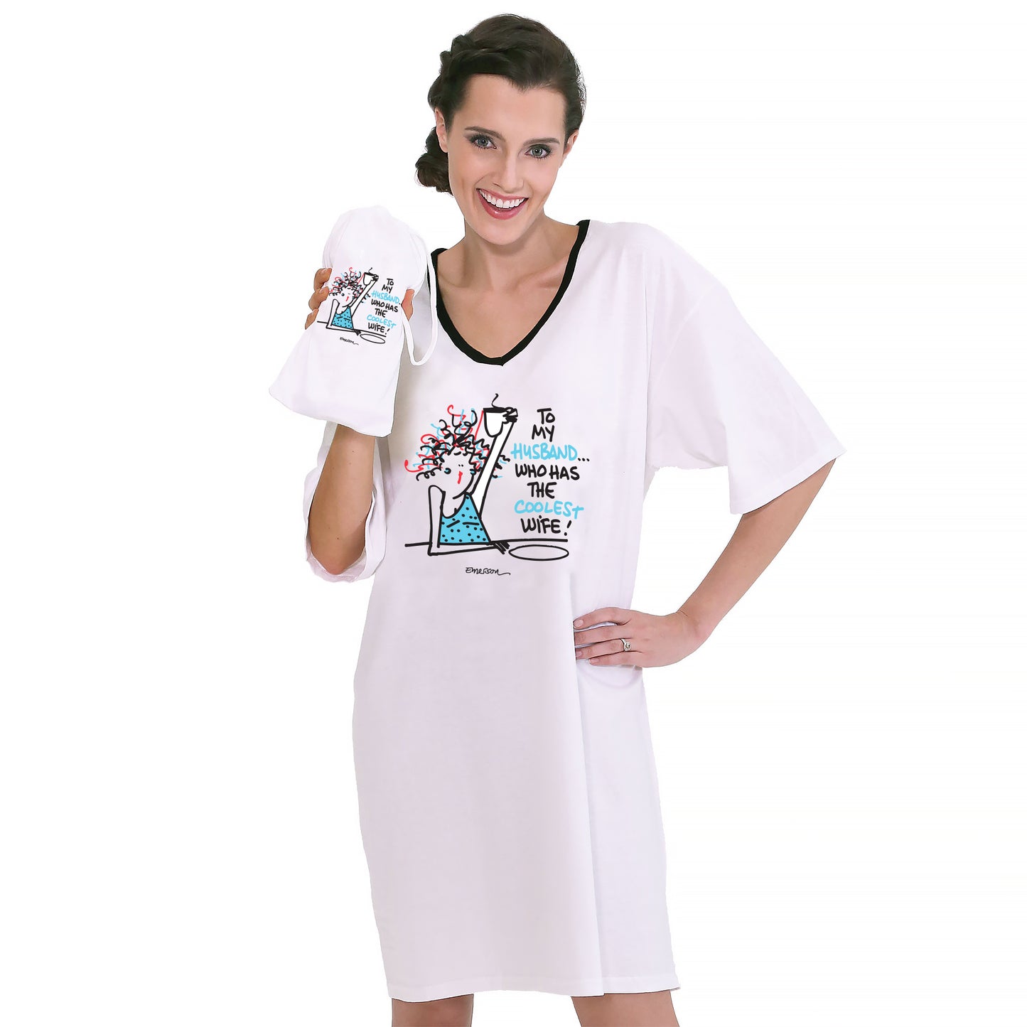 "To my husband who has the coolest wife!" Nightshirt in a Bag