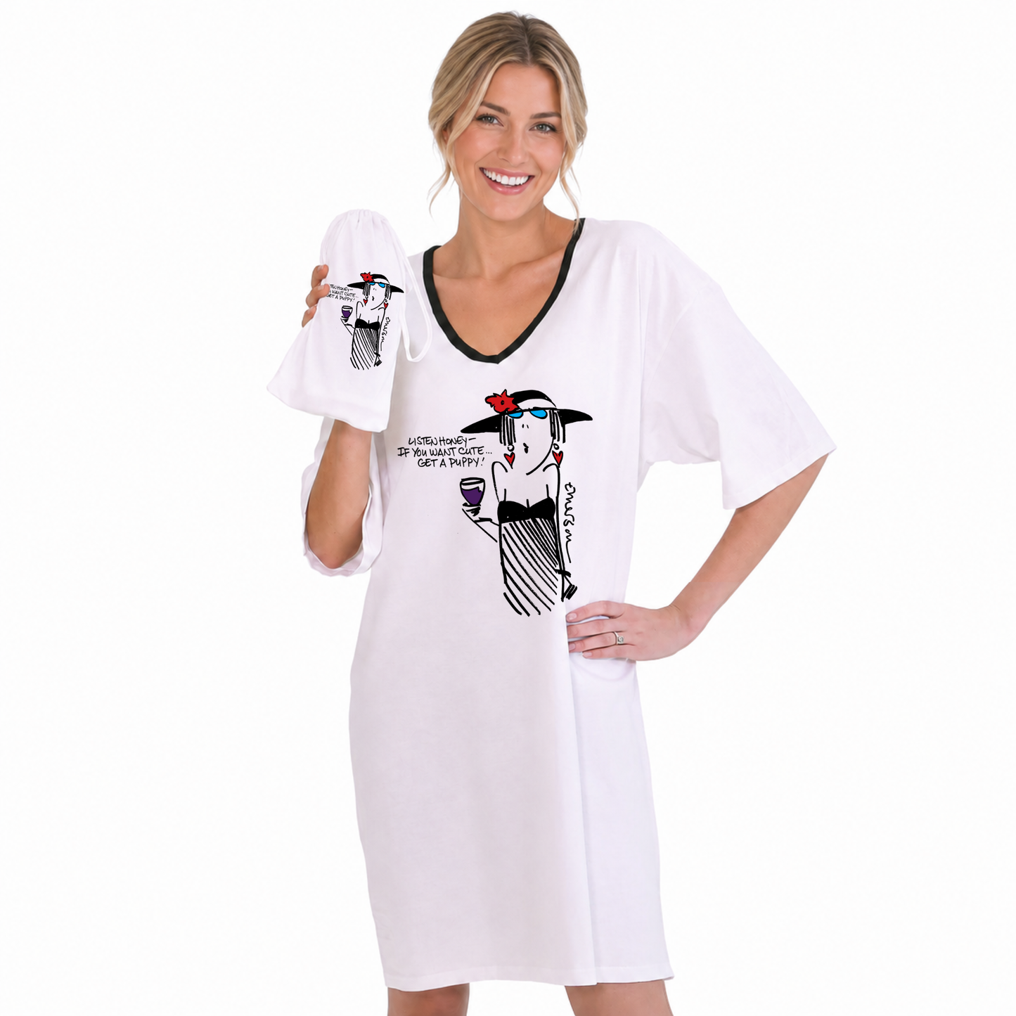 "If you want cute, get a puppy" Nightshirt In Bag®