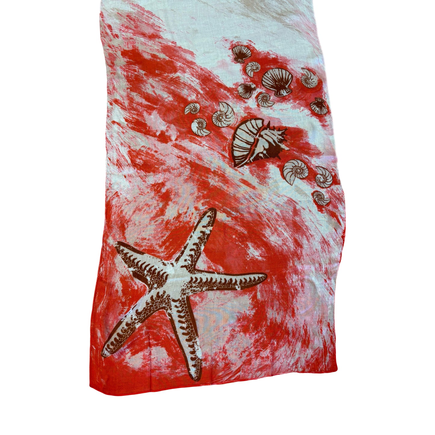 Coral Beach Watercolor Scarf