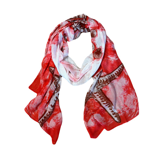 Coral Beach Watercolor Scarf