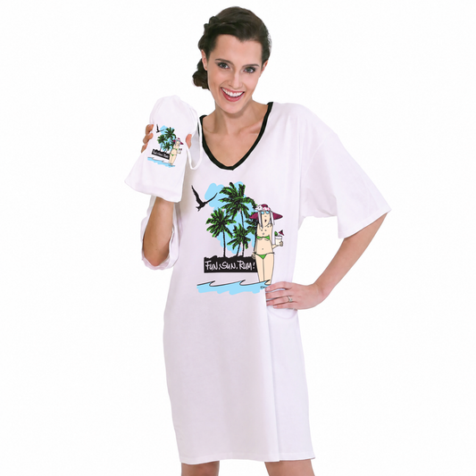 "Fun, Sun, Rum" Nightshirt In Bag®