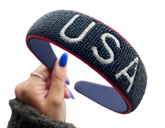 'USA' Hand Beaded Headband
