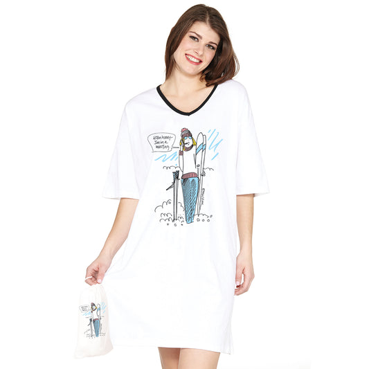 "Listen Honey, I'm in a Meeting" (ski version)  Nightshirt in a Bag