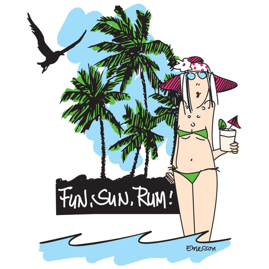 "Fun, Sun, Rum"  Nightshirt In Bag