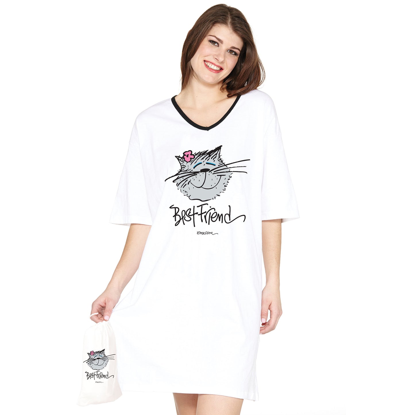 "Best Friend" , Cat , Nightshirt in Bag