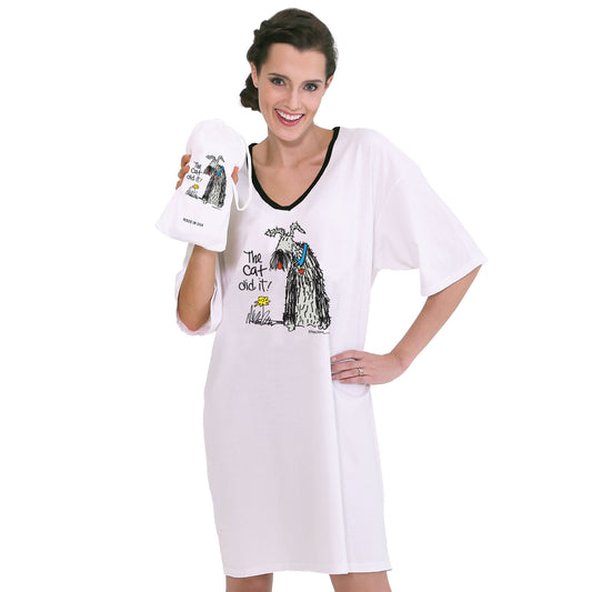 "The Cat Did It"  Nightshirt In A Bag